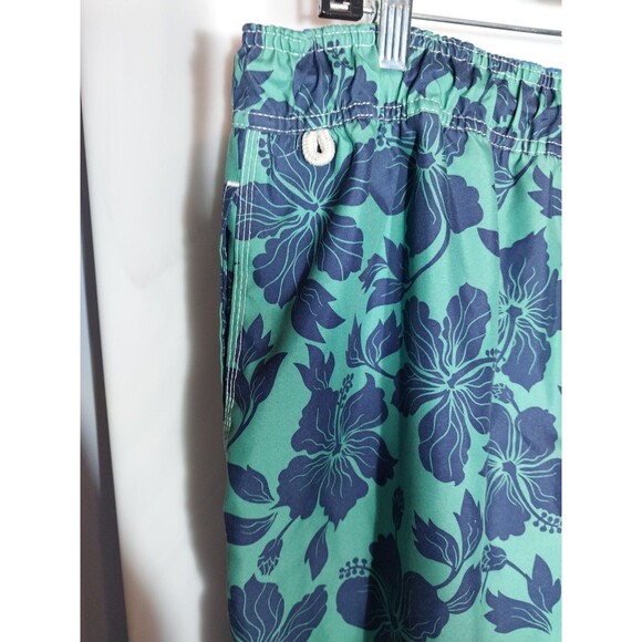 J Crew Men's Swim Trunks Shorts Sz L Green & Blue Floral Hawaiian Boho Beachy - Picture 7 of 13